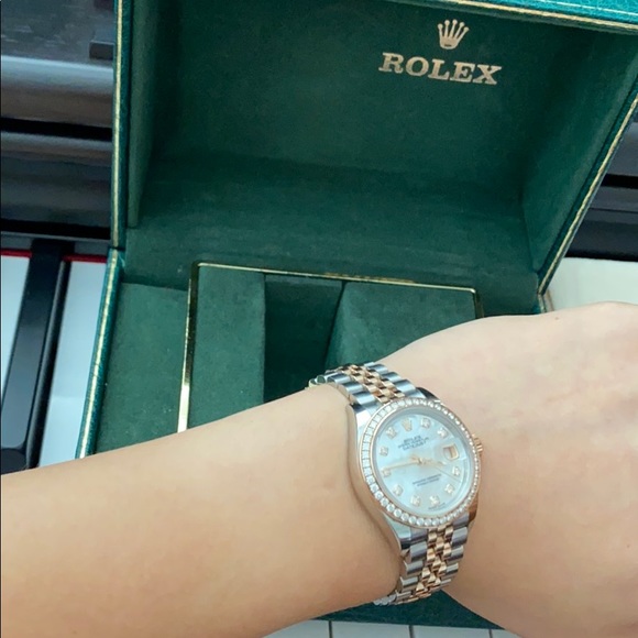 Rolex Datejust 31 Diamond Rose Gold Watch Pearl - Picture 7 of 10